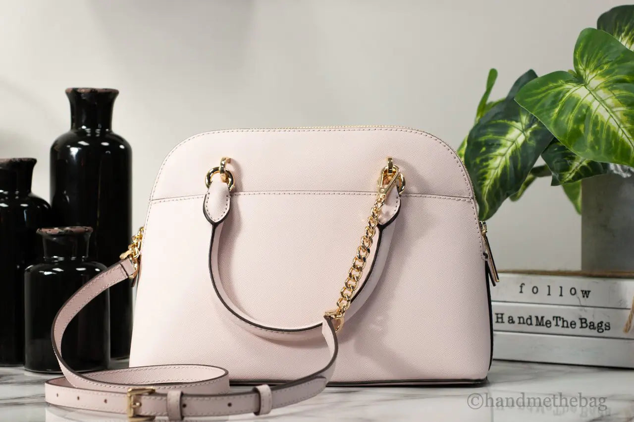 Michael Kors Jet Set Travel Medium Powder Blush Leather Dome X Cross Satchel Bag